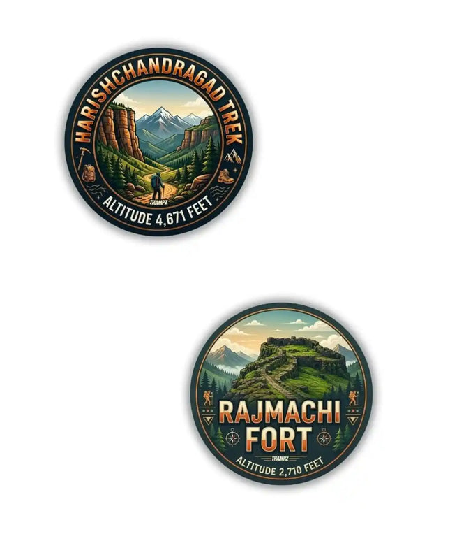 Rajmachi Fort  Harishchandragad Trek Metal Pin Badges Set of 2  Maharashtra Adventure Souvenir Collection
