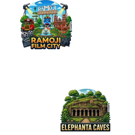 Ramoji Film City & Elephanta Caves Fridge Magnet – Heritage & Travel Souvenir Collectible