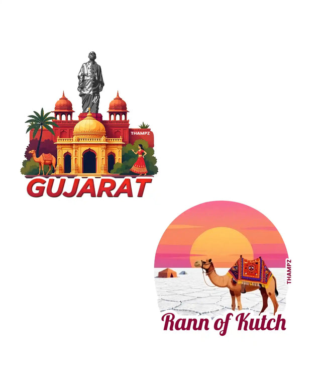 rann of kutch  gujarat 3d embossed vinyl stickers combo set of 2 premium die cut travel souvenir