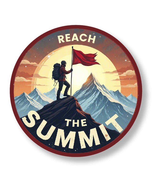Reach the Summit – Mountain Adventure Round Pin Badge