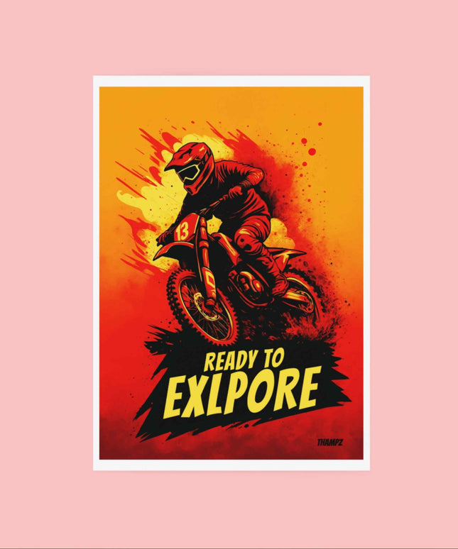 Ready To Explore Fiery Dirt Bike Adventure Poster