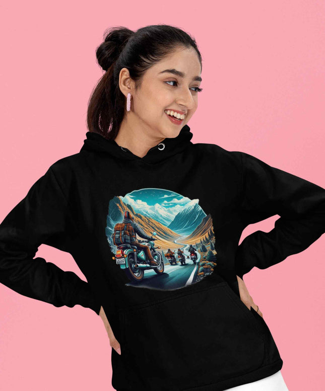 Ride Beyond Borders Black Hoodie Adventure Rider Hoodie