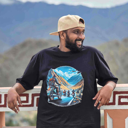 Ride Beyond Borders Oversized Black T Shirt