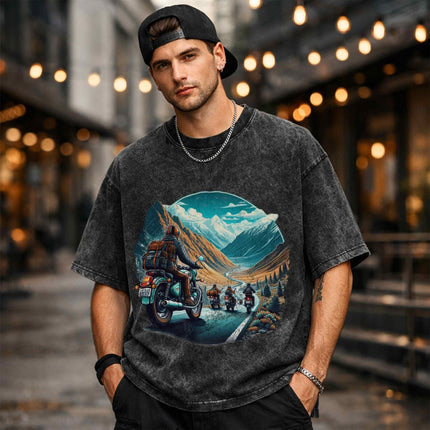 Ride Beyond Borders Oversized Unisex Acid Wash T-Shirt