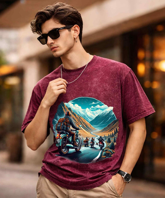 Ride Beyond Borders Oversized Unisex Acid Wash T-Shirt