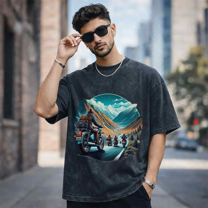 Ride Beyond Borders Oversized Unisex Acid Wash T-Shirt