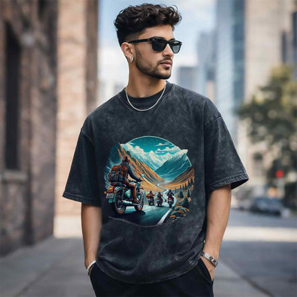 Ride Beyond Borders Oversized Unisex Acid Wash T-Shirt