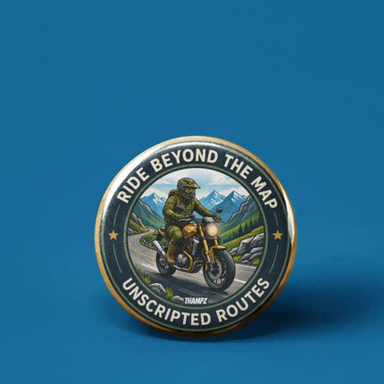 Ride Beyond the Map Motorcycle Pin Badge – Adventure Travel Souvenir