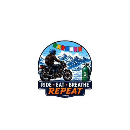Ride Eat Breathe Repeat   Motorcycle Touring Glossy Vinyl Sticker
