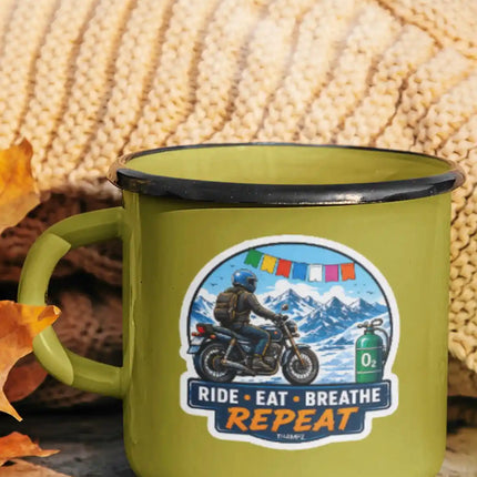 Ride Eat Breathe Repeat - Motorcycle Touring Glossy Vinyl Sticker