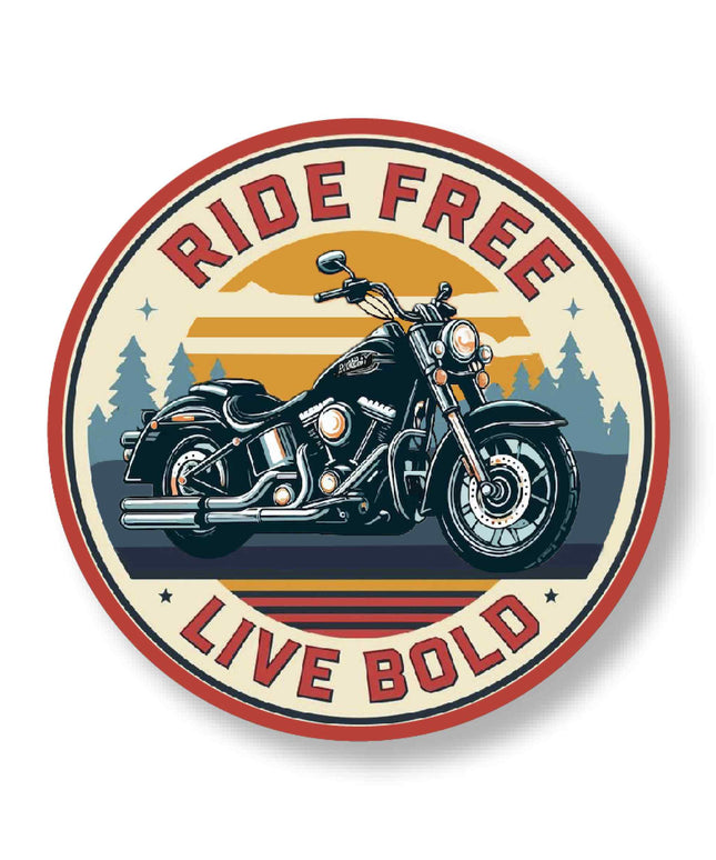 Ride Free Live Bold – Classic Motorcycle Round Pin Badge