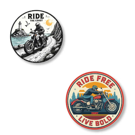 ride the coast  ride free stylish metal pin badges for bags jackets  caps pair of 2