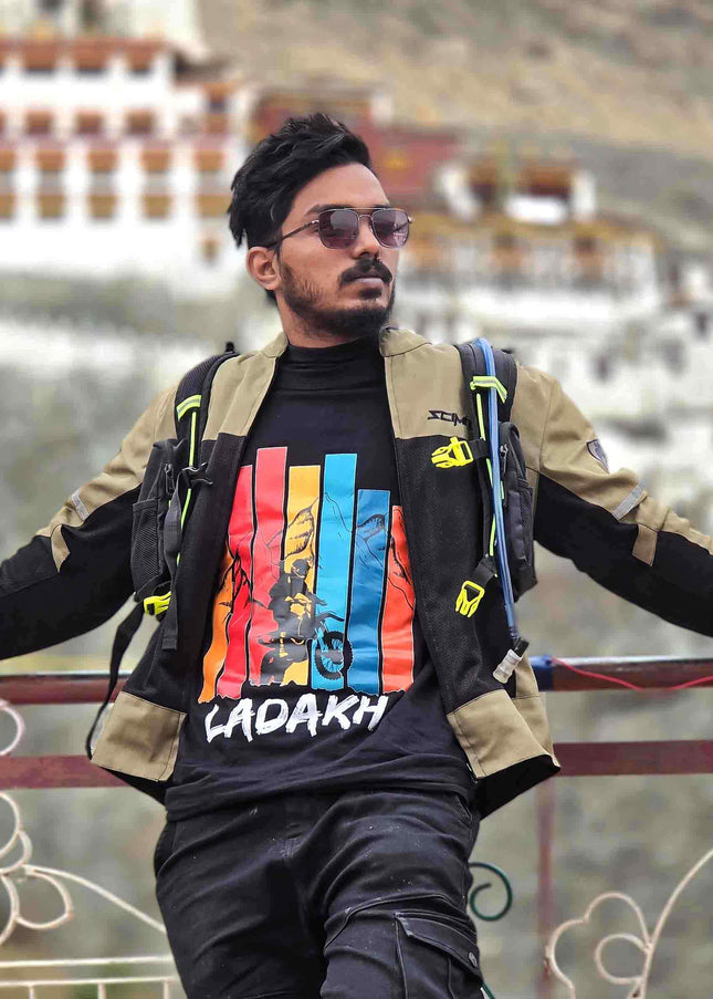Ride The Heights Of Ladakh Oversized Black T Shirt