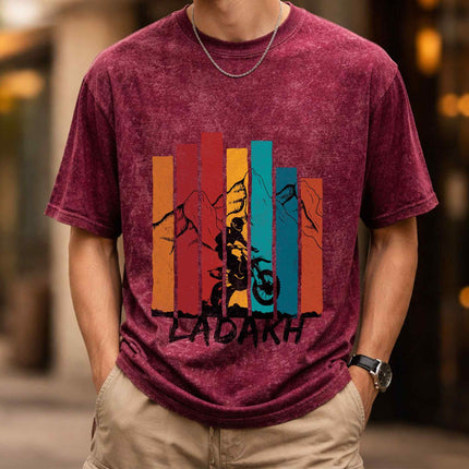 Ride the Heights of Ladakh Oversized Unisex Acid Wash T-Shirt