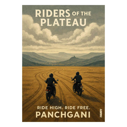 Riders Of The Plateau Poster Panchgani Motorcycle Travel Art