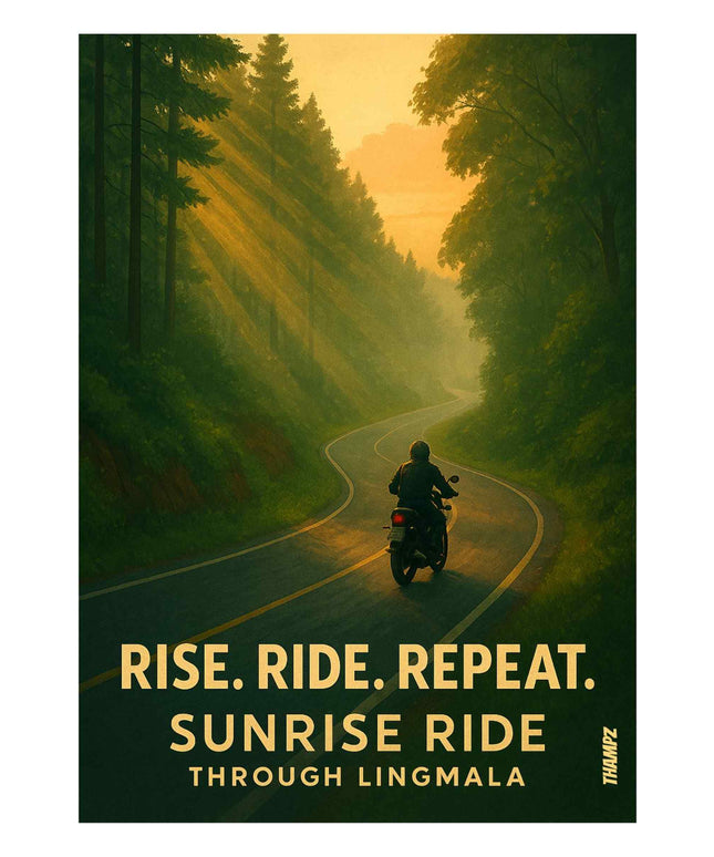 Rise. Ride. Repeat. Poster – Sunrise Ride Through Lingmala