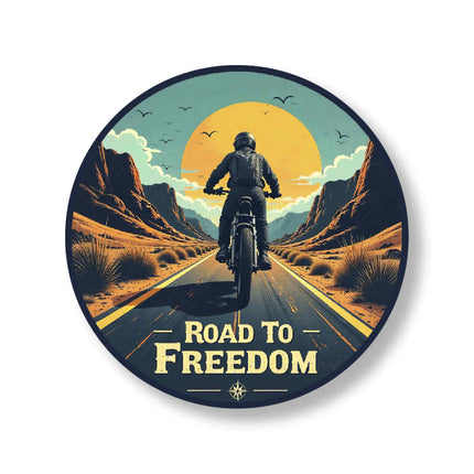 Road to Freedom – Motorcycle Adventure Round Pin Badge