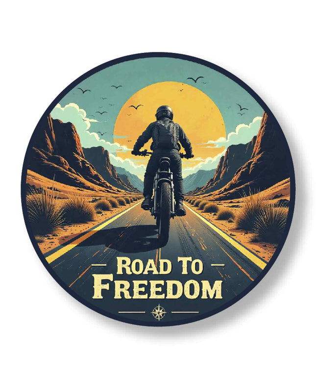 Road to Freedom – Motorcycle Adventure Round Pin Badge