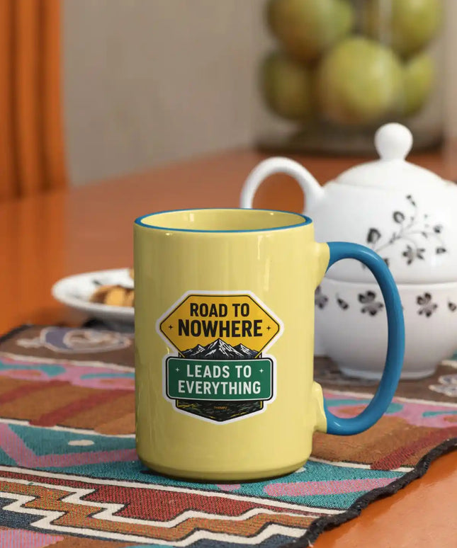 Road to Nowhere Leads to Everything - Travel Inspiration Glossy Vinyl Sticker