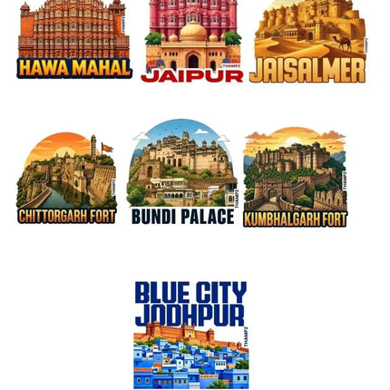 Royal Heritage of North India 3D Embossed Flexible Fridge Magnets (Set of 7) – Heritage Travel Souvenir Set