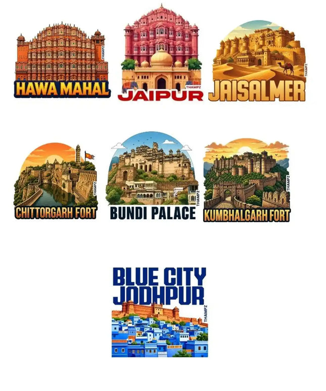 Royal Heritage of North India 3D Embossed Flexible Fridge Magnets (Set of 7) – Heritage Travel Souvenir Set