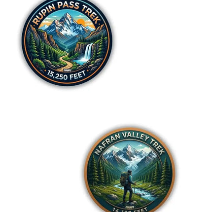 Rupin Pass Trek  Nafran Valley Trek Metal Pin Badges Set of 2  Himalayan Adventure Souvenir Collection