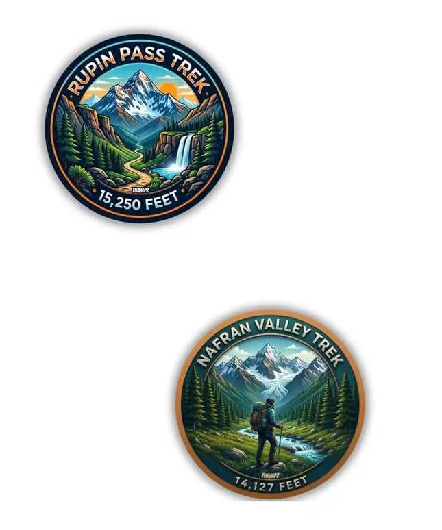 Rupin Pass Trek  Nafran Valley Trek Metal Pin Badges Set of 2  Himalayan Adventure Souvenir Collection
