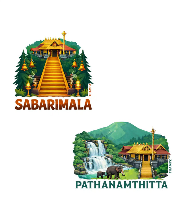 sabarimala  pathanamthitta premium matte vinyl stickers combo set of 2 die cut premium travel souvenir