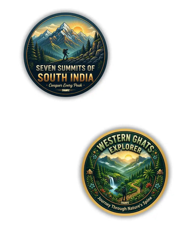 Seven Summits of South India  Western Ghats Explorer Metal Pin Badges Set of 2  Adventure Souvenir Collection