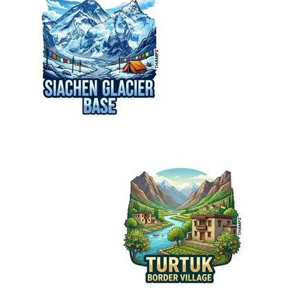 Siachen Glacier Base & Turtuk Border Village Fridge Magnet – Ladakh Travel Souvenir & Collectible