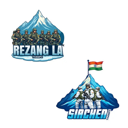 siachen  rezang la 3d embossed vinyl stickers combo set of 2 premium die cut travel souvenir
