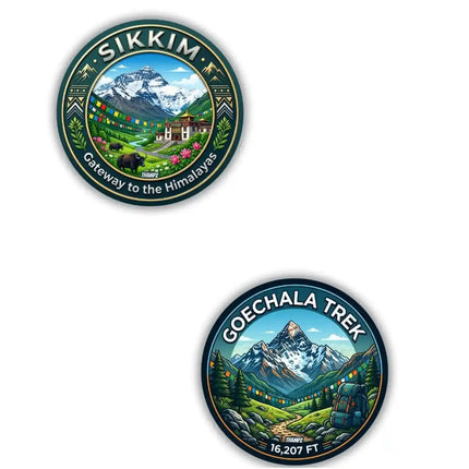 Sikkim  Goechala Pass Trek Metal Pin Badges Set of 2  Himalayan Adventure Souvenir Collection