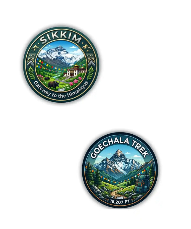 Sikkim  Goechala Pass Trek Metal Pin Badges Set of 2  Himalayan Adventure Souvenir Collection