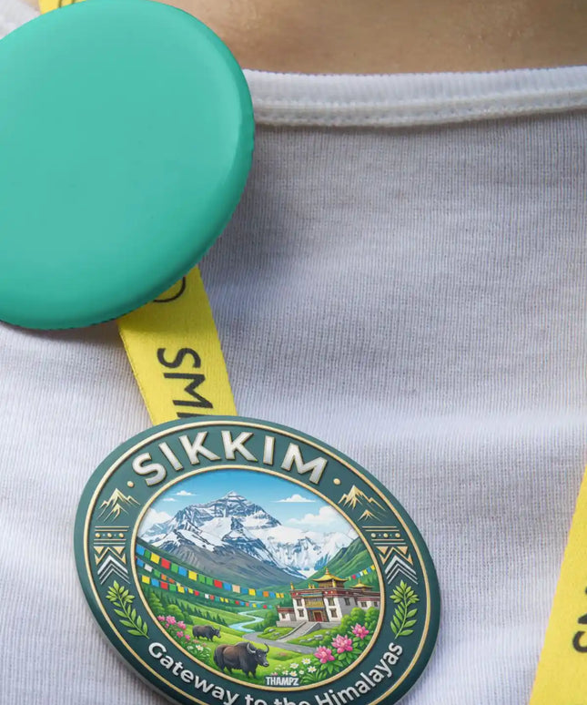 Sikkim Kanchenjunga Monastery Pin Badge – Himalayan Travel Souvenir