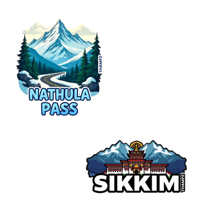 sikkim  nathula pass premium matte vinyl stickers combo set of 2 die cut premium travel souvenir