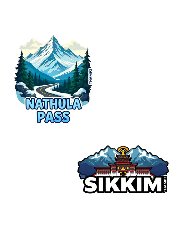 sikkim  nathula pass premium matte vinyl stickers combo set of 2 die cut premium travel souvenir
