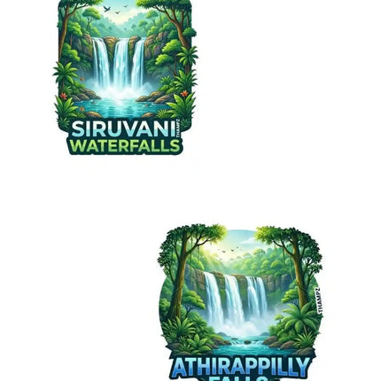 Siruvani Waterfalls & Athirappilly Falls Fridge Magnet – Nature Travel Souvenir & Collectible