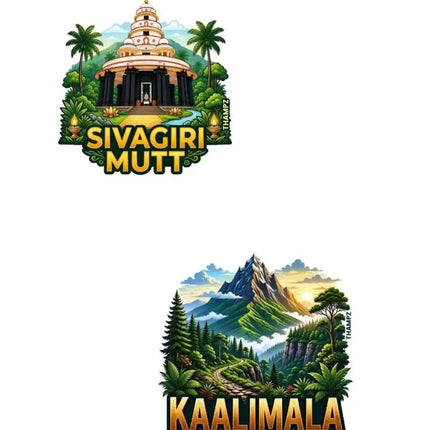 Sivagiri Mutt & Kaalimala Fridge Magnet – Kerala Travel Souvenir & Collectible