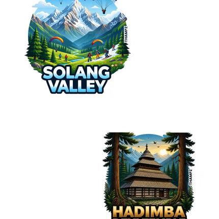 Solang Valley & Hadimba Devi Temple Fridge Magnet – Himachal Pradesh Travel Souvenir & Collectible
