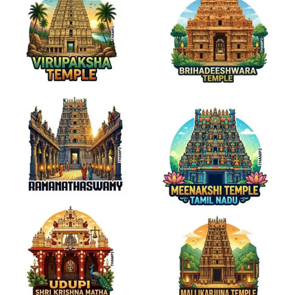 South Indian Temple Legends 3D Embossed Flexible Fridge Magnets (Set of 6) – Heritage Travel Souvenir Set