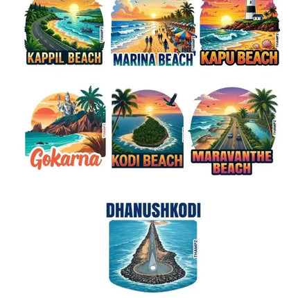 Southern Coastal Trails 3D Embossed Flexible Fridge Magnets (Set of 7) – South India Travel Souvenir Set