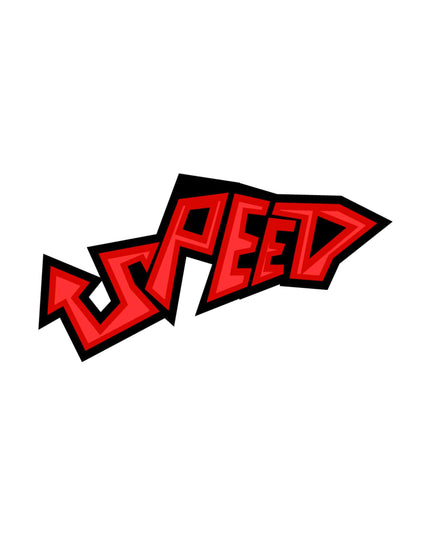 Speed Sticker – Bold Red Dynamic Typography Vinyl Decal