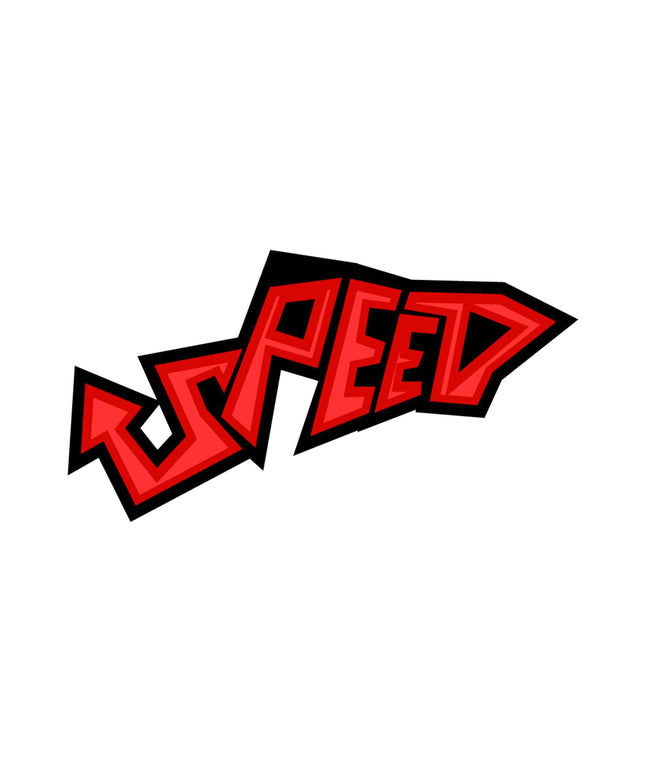Speed Sticker – Bold Red Dynamic Typography Vinyl Decal