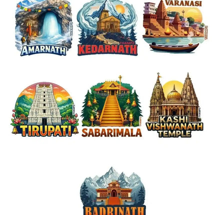 Spiritual India 3D Embossed Flexible Fridge Magnets (Set of 7) – Sacred Travel Souvenir Set