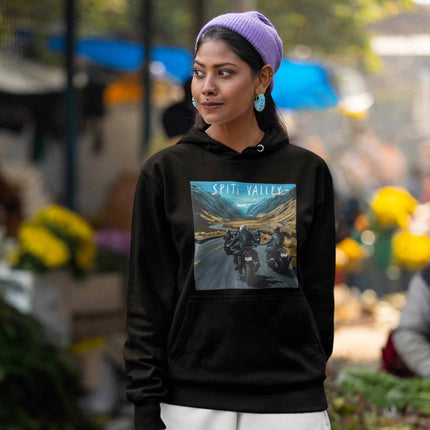 Spiti Valley Ride Black Travel Hoodie