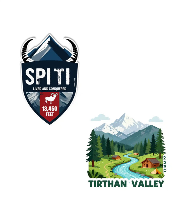 spiti valley  tirthan valley 3d embossed flexible fridge magnet combo set of 2 05mm premium travel souvenir