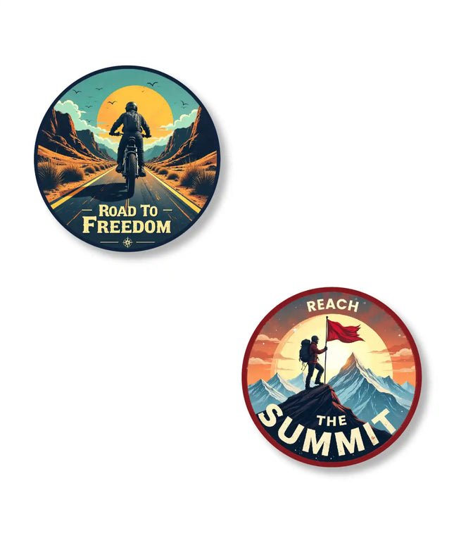 summit  road to freedom stylish metal pin badges for bags jackets  caps pair of 2