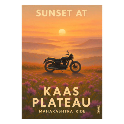 Sunset At Kaas Plateau Poster Maharashtra Ride Travel Art