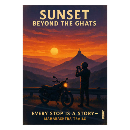Sunset Beyond The Ghats Poster Maharashtra Trails Motorcycle Wall Art