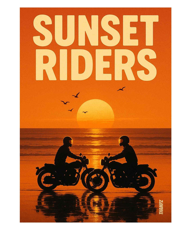Sunset Riders – Golden Beach Motorcycle Poster